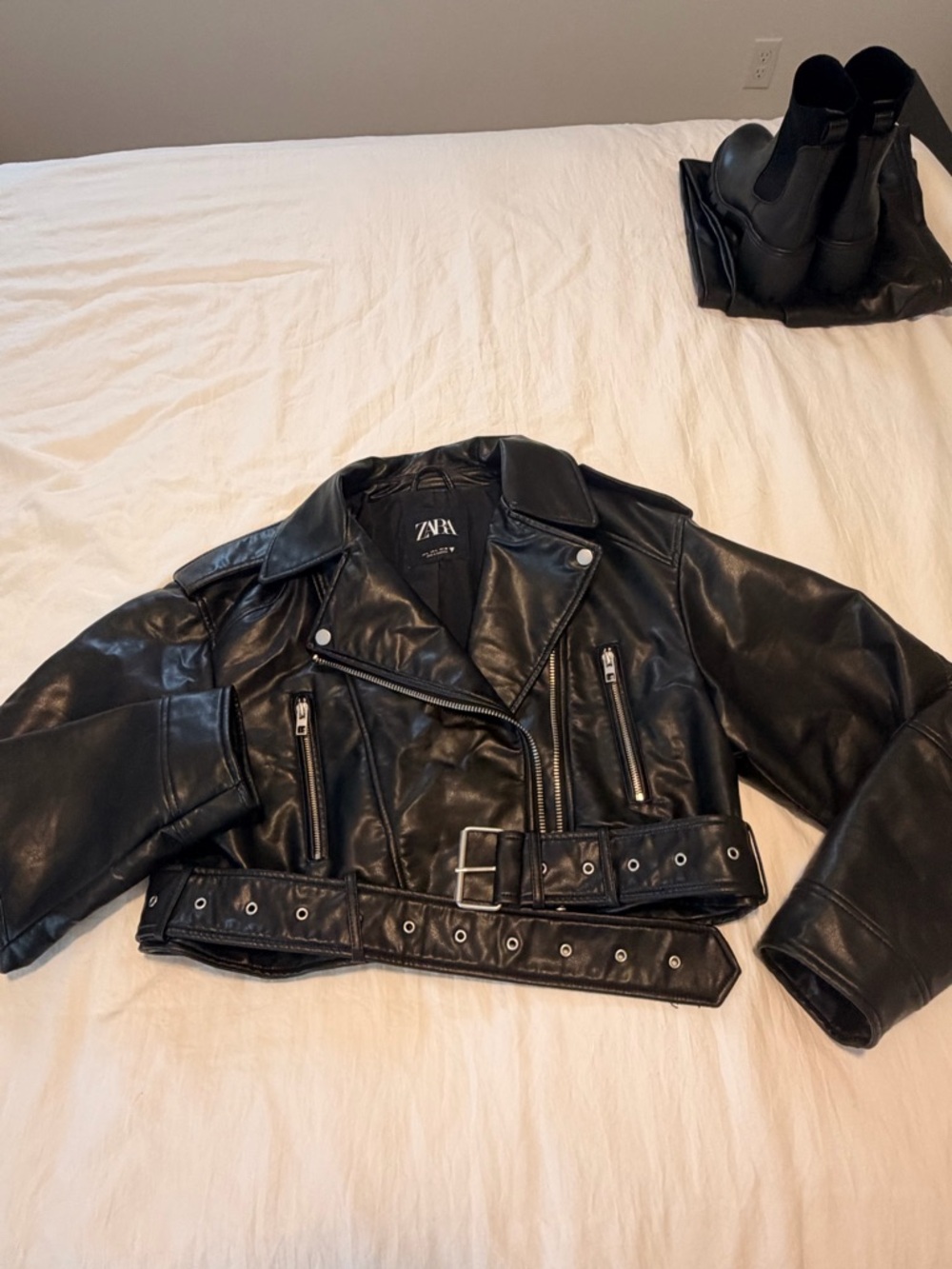 Zara Cropped Leather Jacket